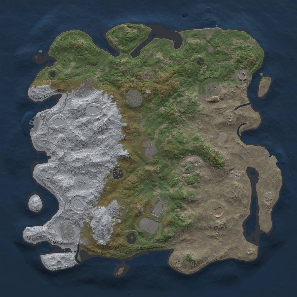 Rust Map: Procedural Map, Size: 4200, Seed: 45757575, 19 Monuments