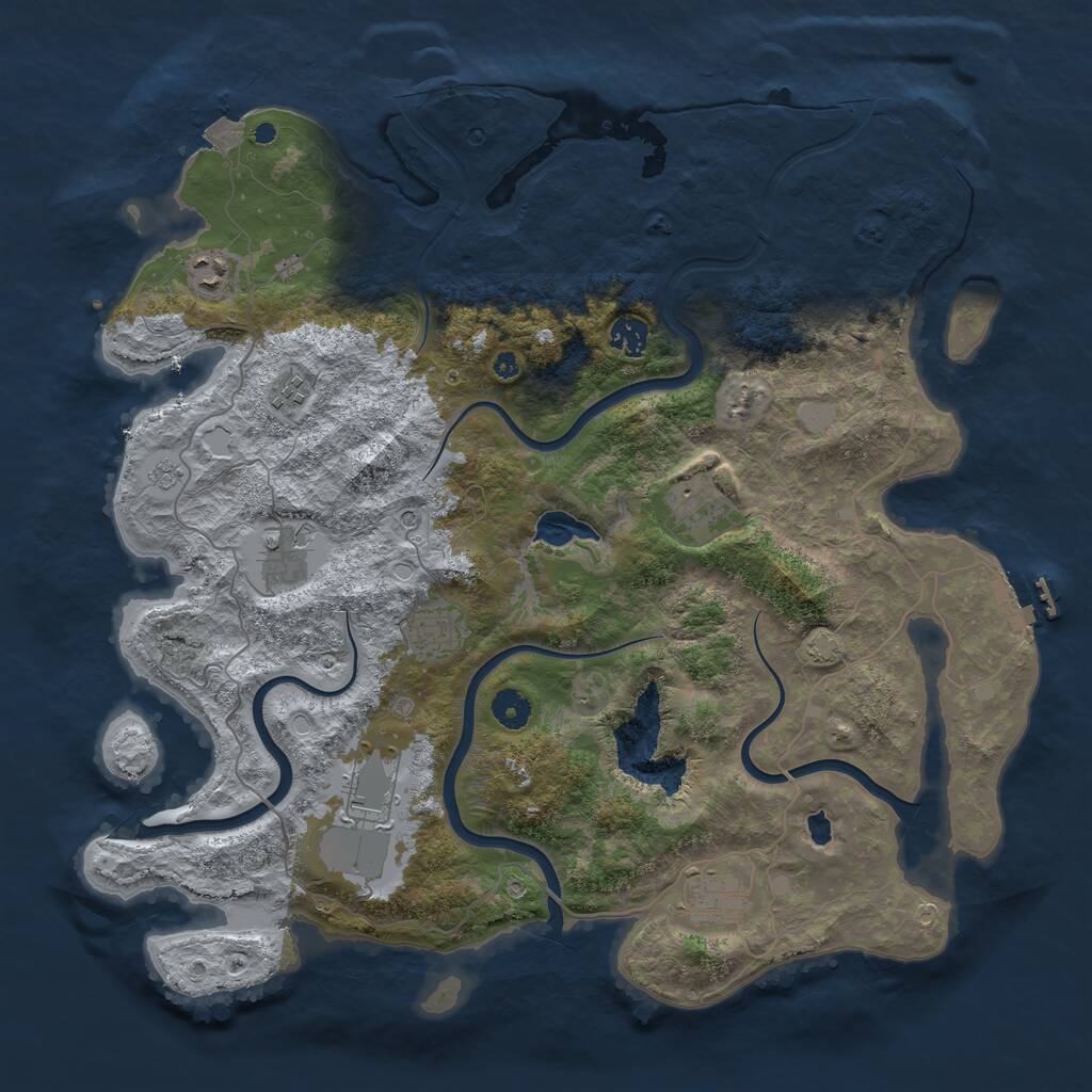 Rust Map: Procedural Map, Size: 4200, Seed: 45757575, 14 Monuments
