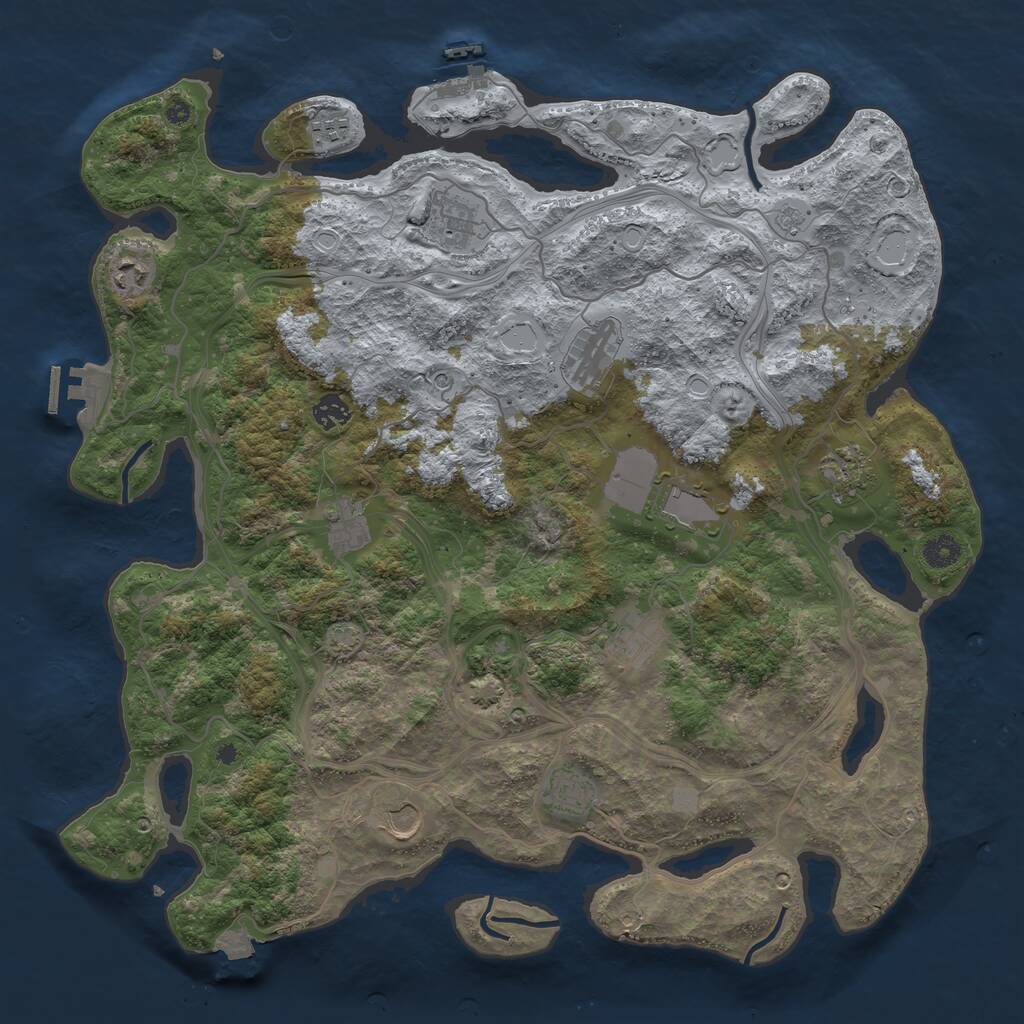 Rust Map: Procedural Map, Size: 4300, Seed: 738580314, 17 Monuments