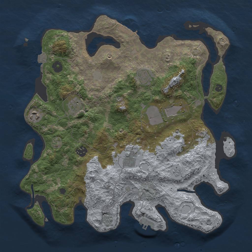 Rust Map: Procedural Map, Size: 3500, Seed: 475324291, 15 Monuments