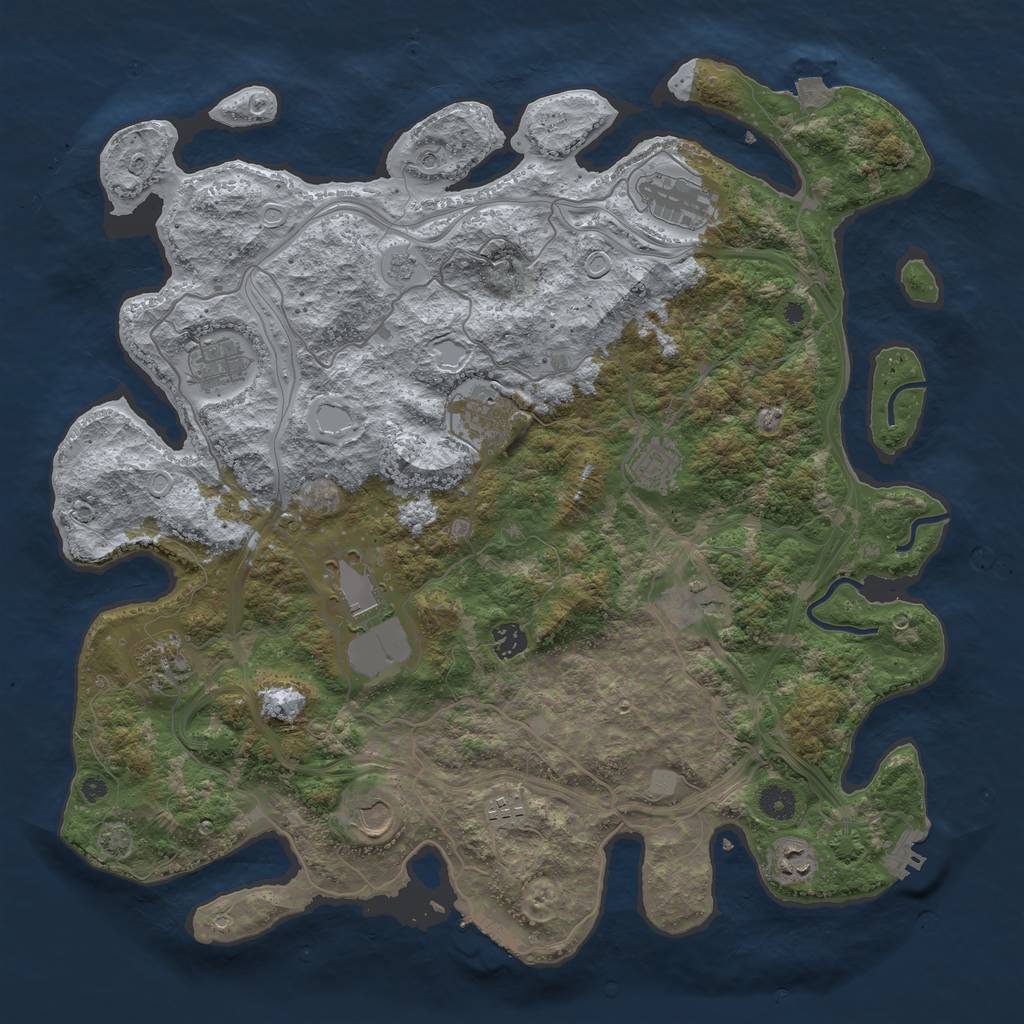 Rust Map: Procedural Map, Size: 4300, Seed: 1959467385, 19 Monuments