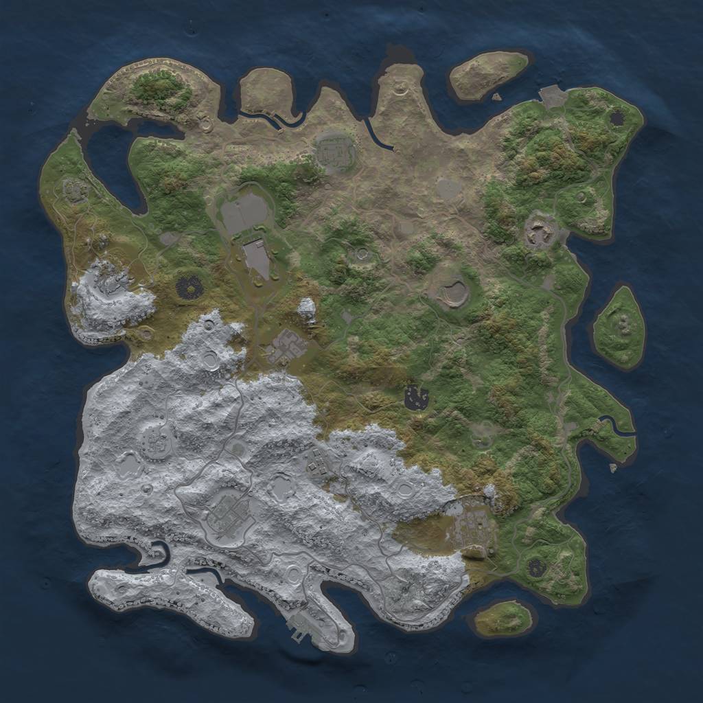 Rust Map: Procedural Map, Size: 4000, Seed: 559147598, 17 Monuments