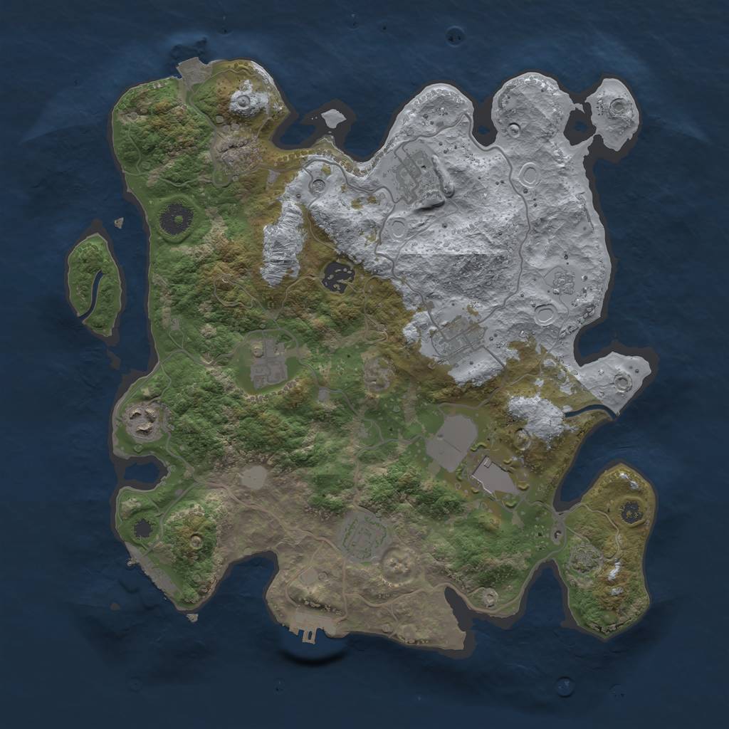 Rust Map: Procedural Map, Size: 3500, Seed: 619555764, 15 Monuments