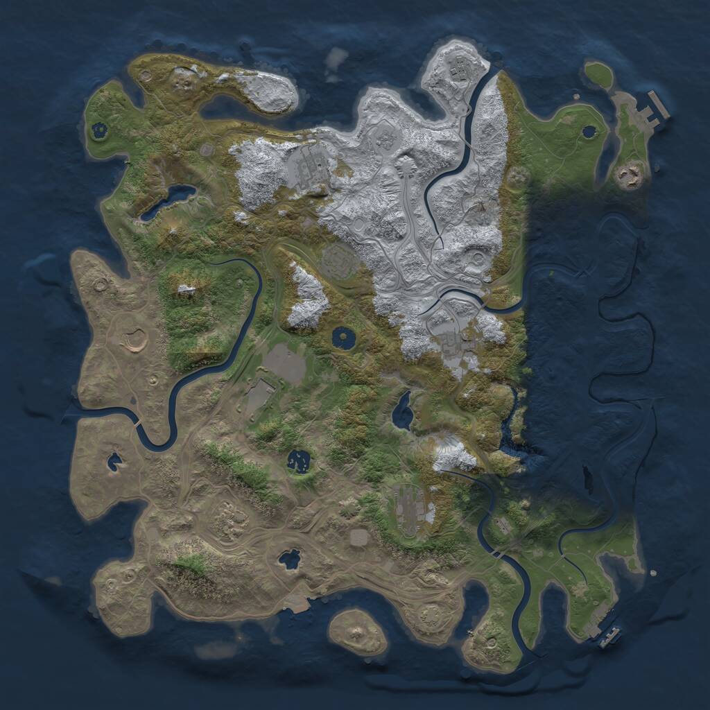 Rust Map: Procedural Map, Size: 4500, Seed: 411439300, 16 Monuments