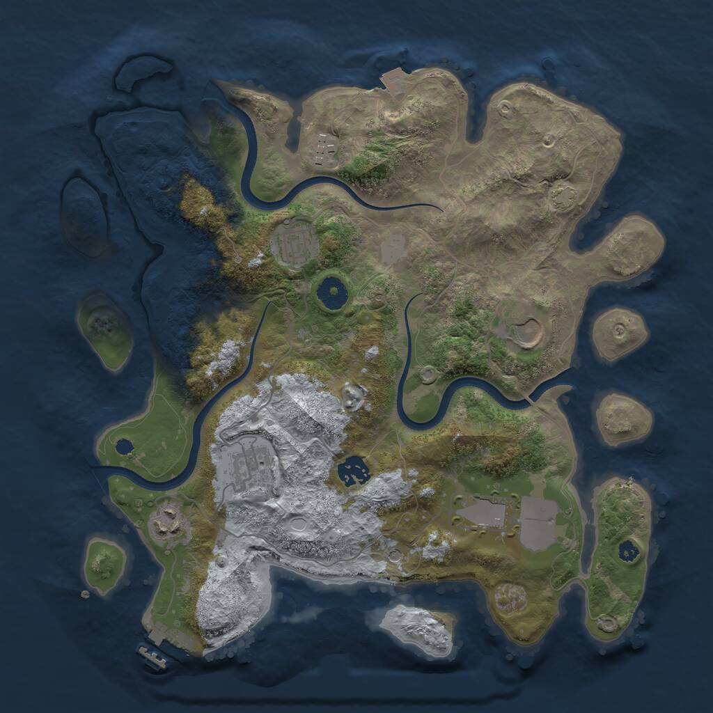 Rust Map: Procedural Map, Size: 3500, Seed: 83797314, 11 Monuments