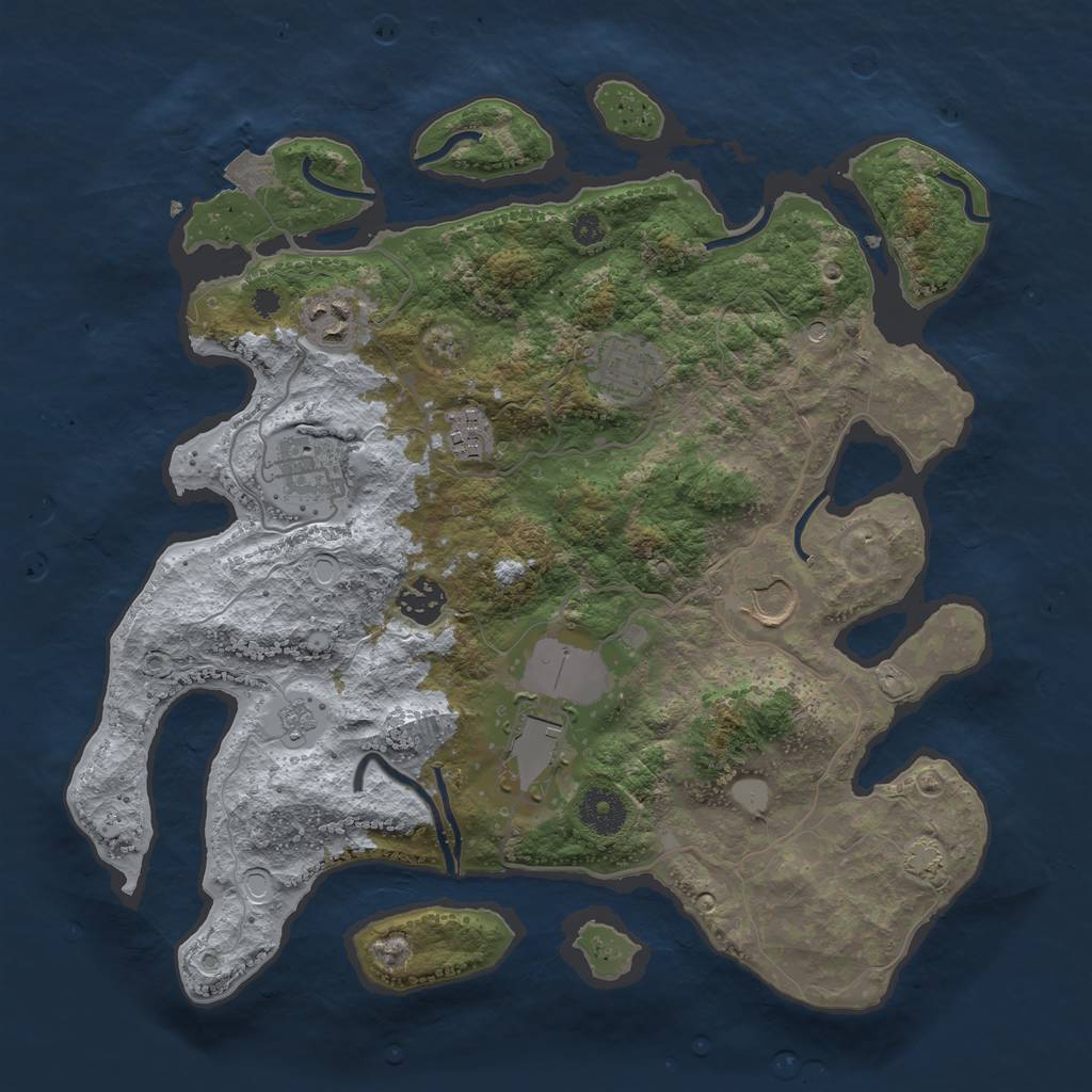 Rust Map: Procedural Map, Size: 3500, Seed: 44644, 13 Monuments