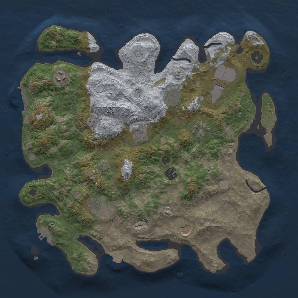Rust Map: Procedural Map, Size: 3750, Seed: 997885, 17 Monuments