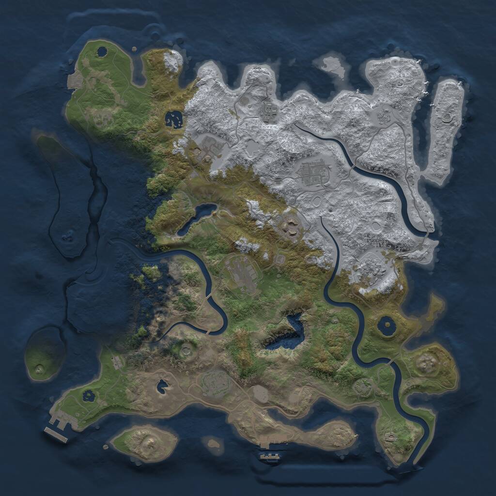 Rust Map: Procedural Map, Size: 4000, Seed: 164586, 14 Monuments