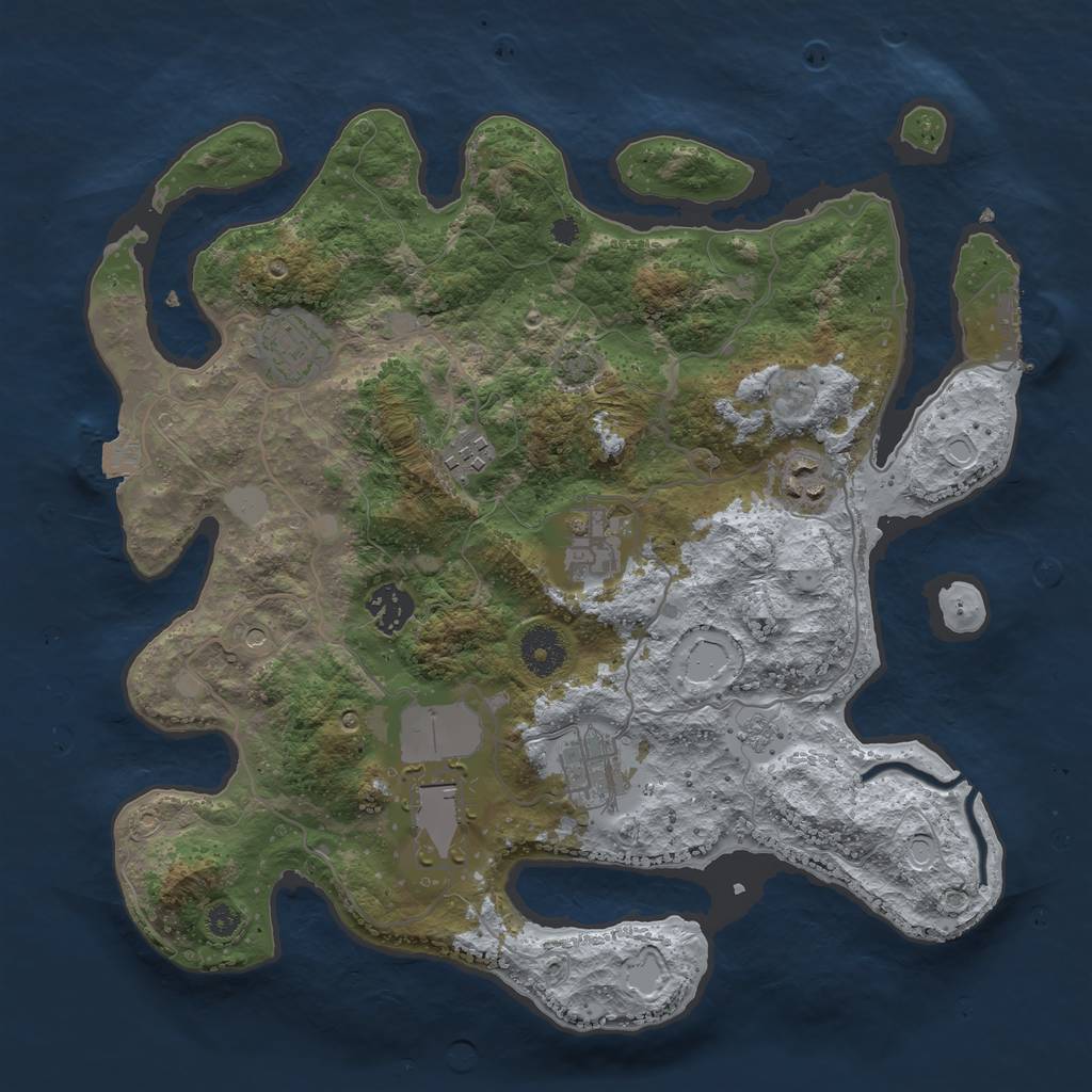 Rust Map: Procedural Map, Size: 3500, Seed: 77789865, 14 Monuments