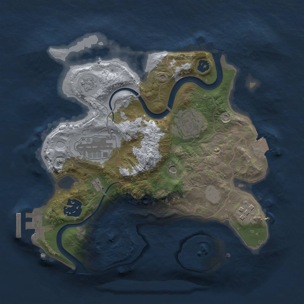 Rust Map: Procedural Map, Size: 2500, Seed: 2035380424, 8 Monuments