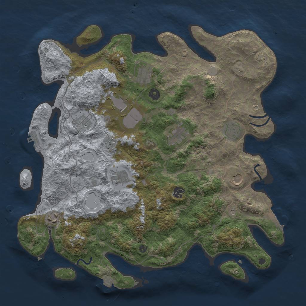 Rust Map: Procedural Map, Size: 4000, Seed: 909016252, 18 Monuments