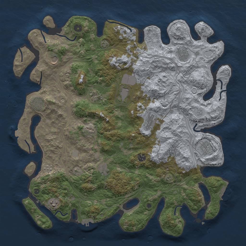 Rust Map: Procedural Map, Size: 4500, Seed: 1999215880, 19 Monuments