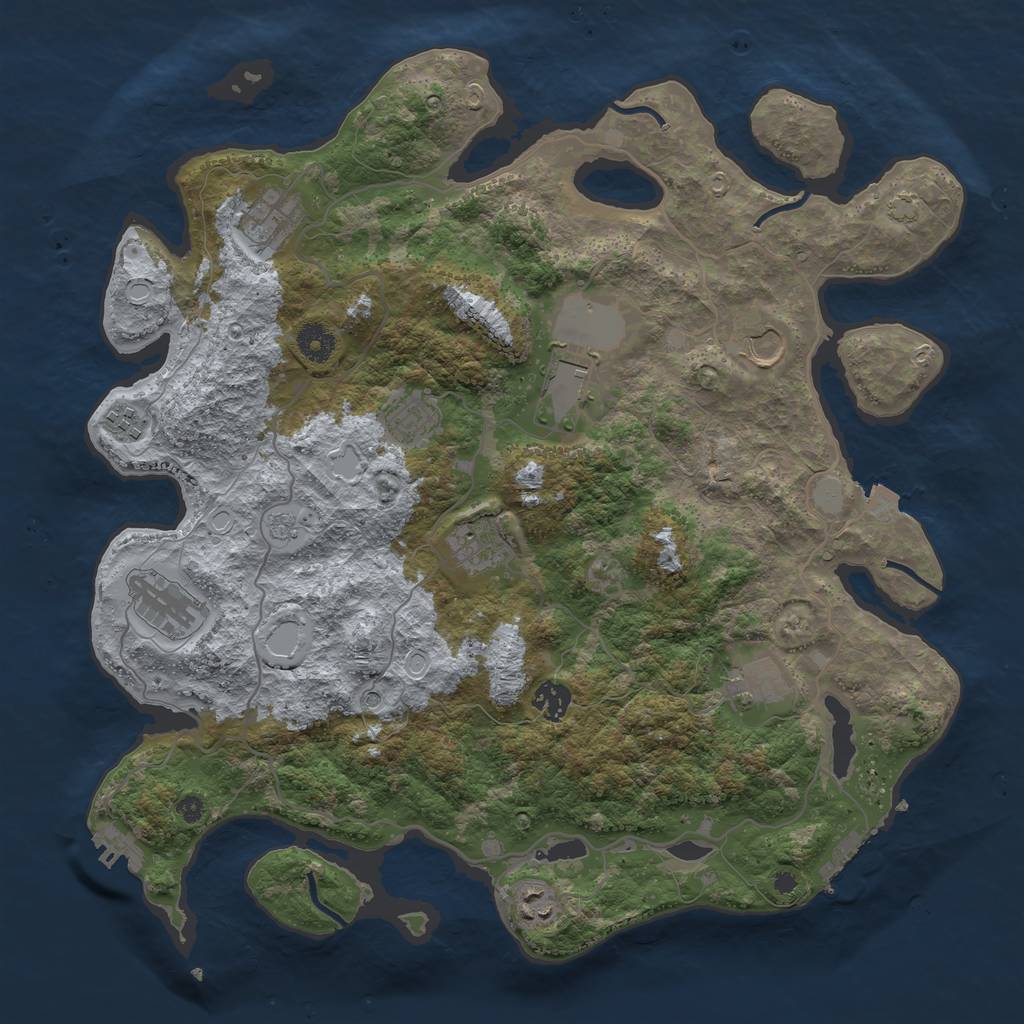 Rust Map: Procedural Map, Size: 4000, Seed: 760389844, 18 Monuments