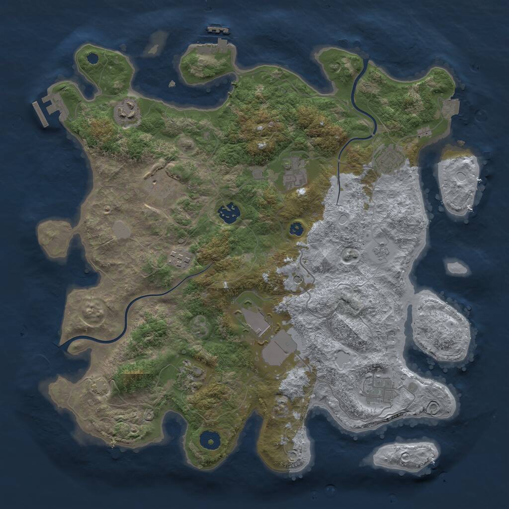 Rust Map: Procedural Map, Size: 3750, Seed: 306122780, 15 Monuments