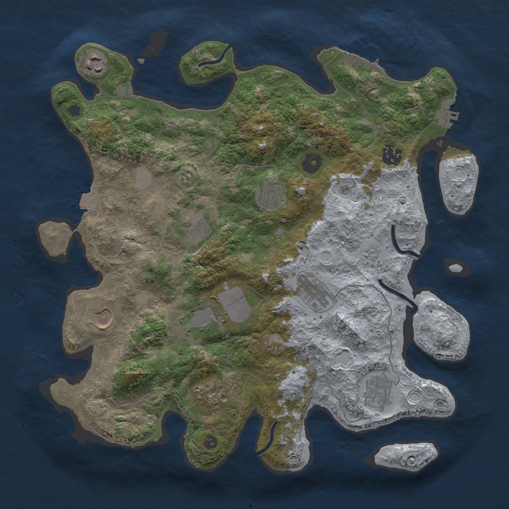 Rust Map: Procedural Map, Size: 3750, Seed: 306122780, 17 Monuments