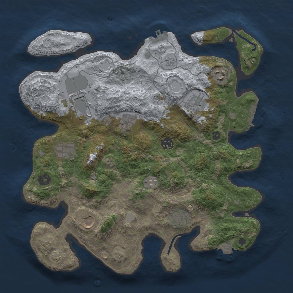 Rust Map: Procedural Map, Size: 3500, Seed: 1104359643, 17 Monuments
