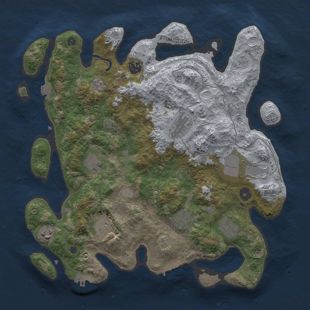 Rust Map: Procedural Map, Size: 3700, Seed: 170182279, 17 Monuments
