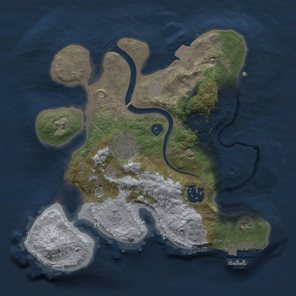 Rust Map: Procedural Map, Size: 2500, Seed: 896743, 7 Monuments