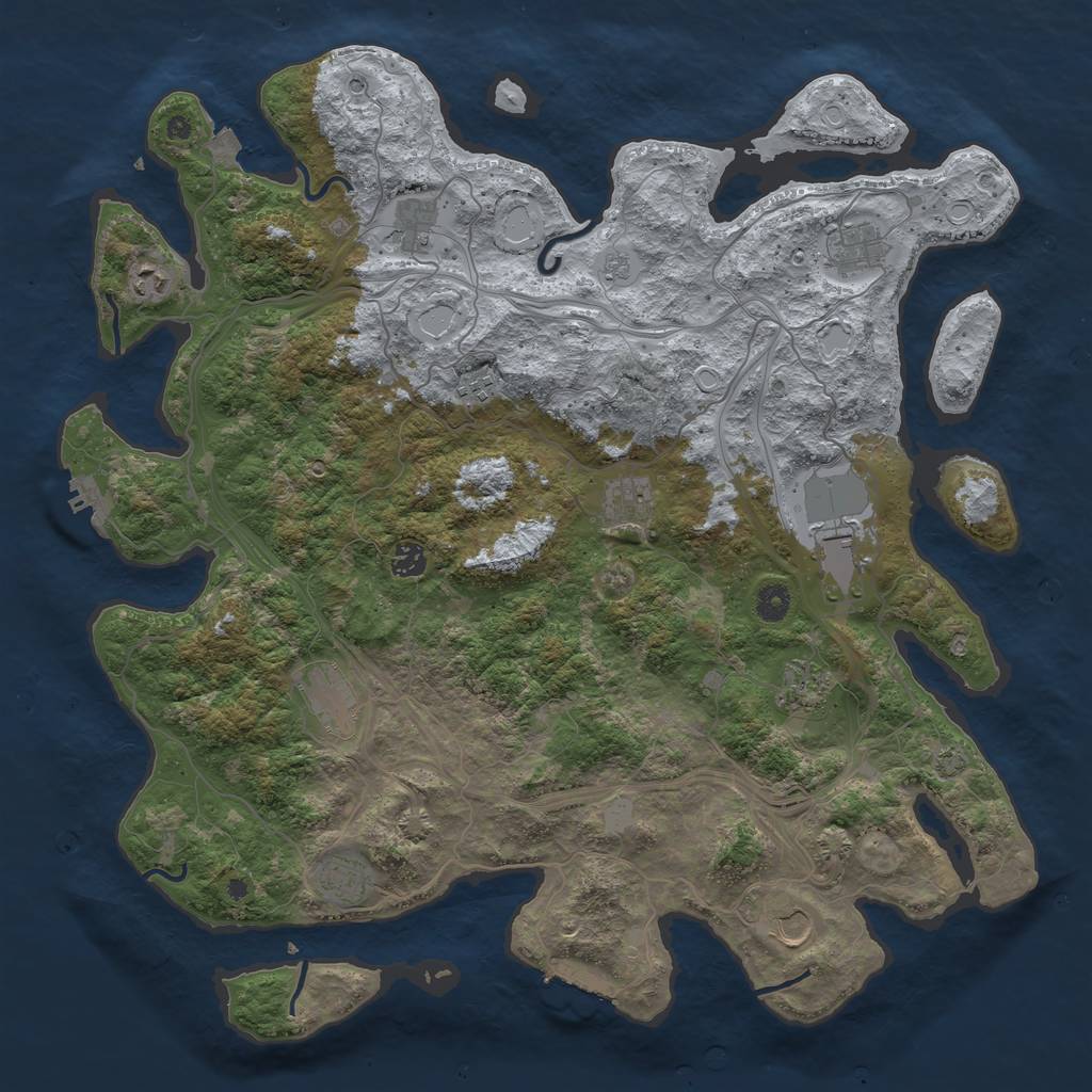 Rust Map: Procedural Map, Size: 4500, Seed: 971784429, 19 Monuments