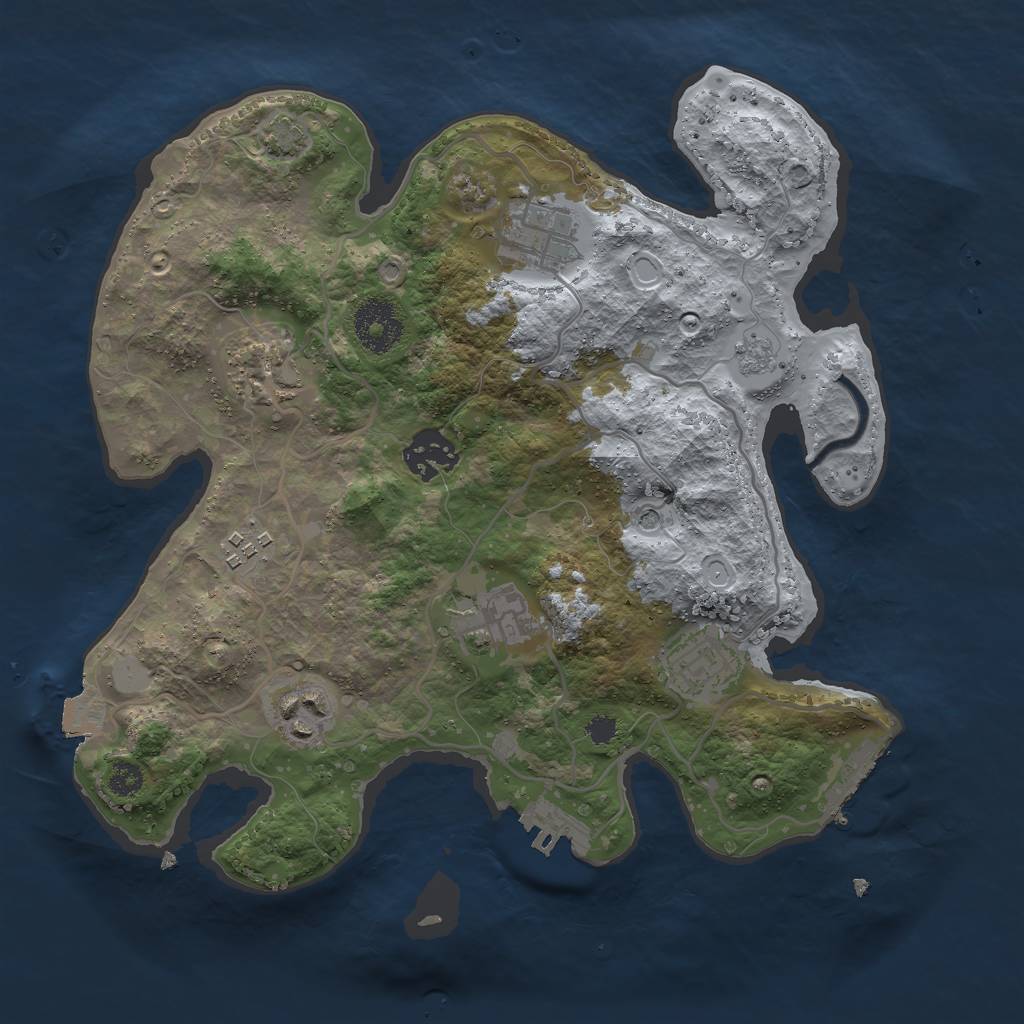 Rust Map: Procedural Map, Size: 3000, Seed: 21363, 15 Monuments