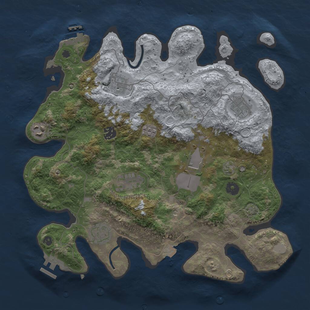 Rust Map: Procedural Map, Size: 3500, Seed: 1910816154, 14 Monuments