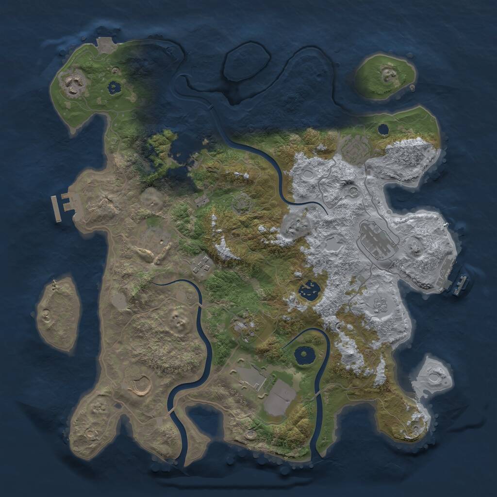 Rust Map: Procedural Map, Size: 3750, Seed: 56612, 16 Monuments