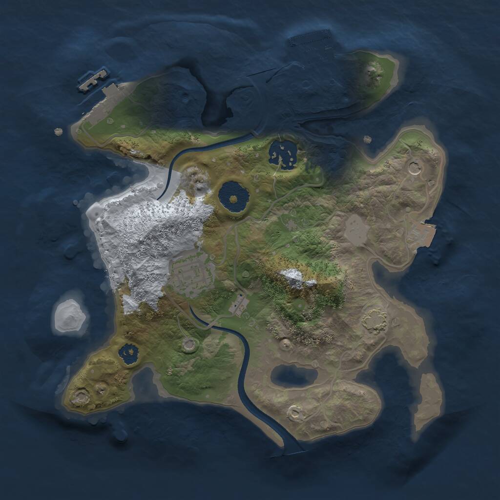 Rust Map: Procedural Map, Size: 2500, Seed: 438379825, 7 Monuments