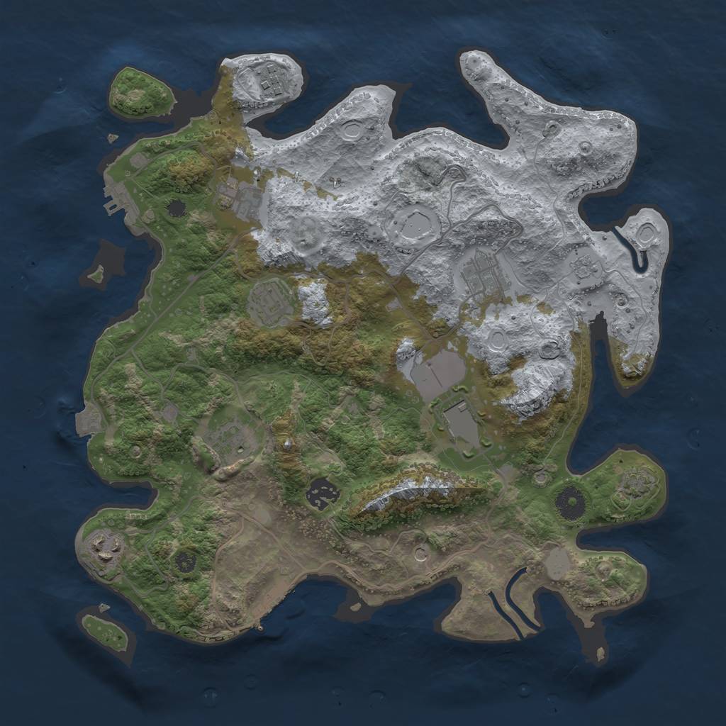 Rust Map: Procedural Map, Size: 3500, Seed: 68997, 16 Monuments