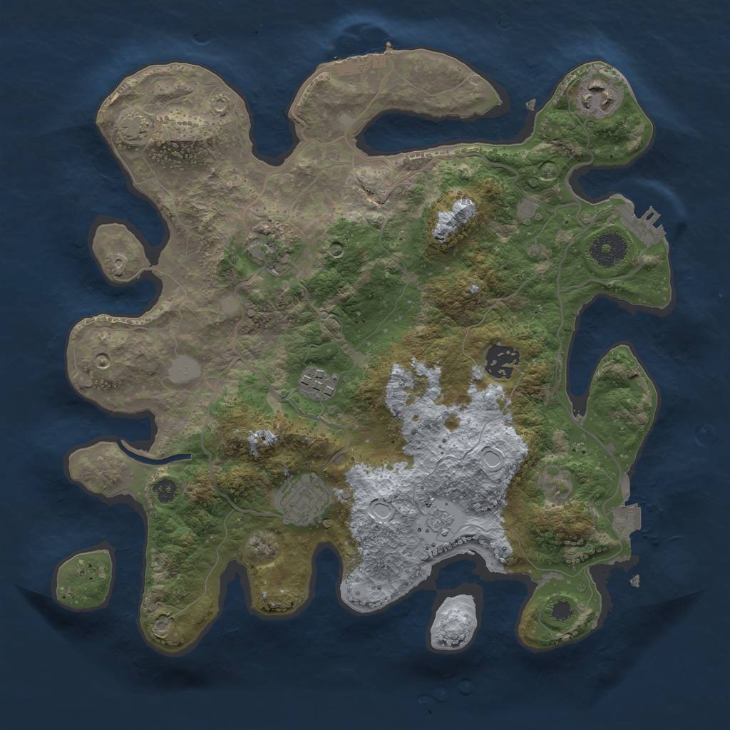 Rust Map: Procedural Map, Size: 3200, Seed: 266050387, 12 Monuments