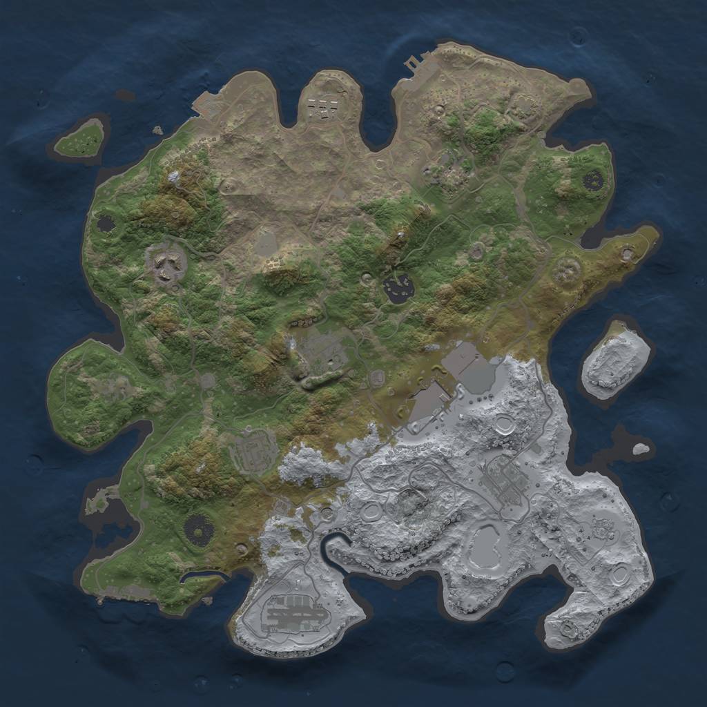 Rust Map: Procedural Map, Size: 3500, Seed: 1434973843, 17 Monuments