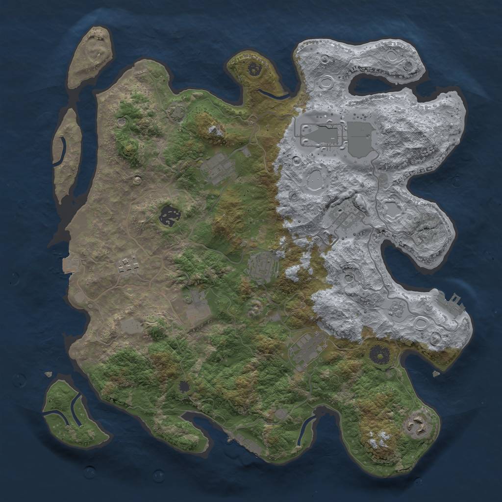 Rust Map: Procedural Map, Size: 3700, Seed: 54284, 17 Monuments