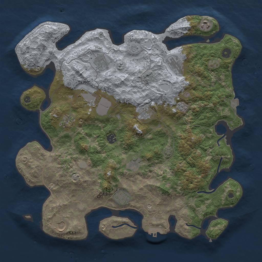 Rust Map: Procedural Map, Size: 4000, Seed: 2874139, 18 Monuments