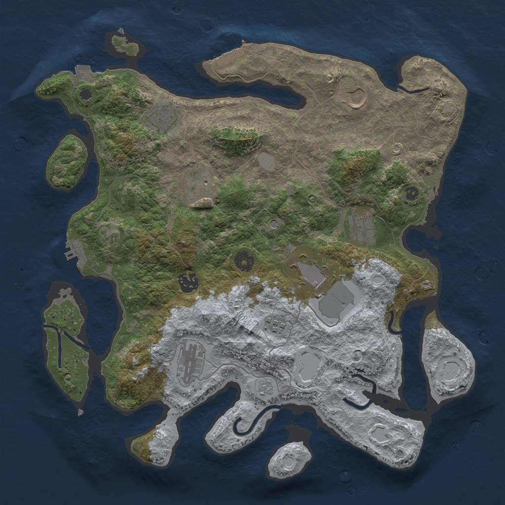 Rust Map: Procedural Map, Size: 3750, Seed: 87458412, 16 Monuments