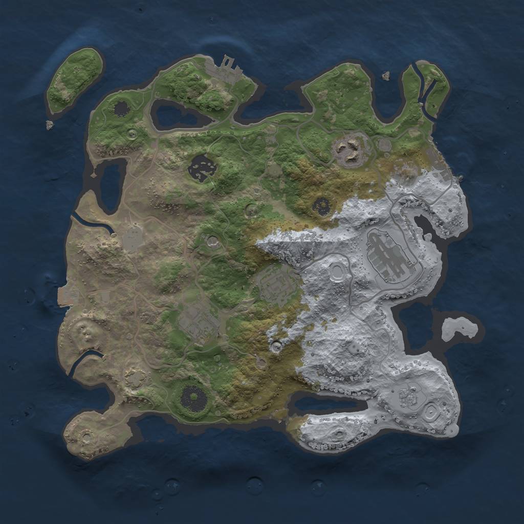 Rust Map: Procedural Map, Size: 3000, Seed: 8667, 13 Monuments