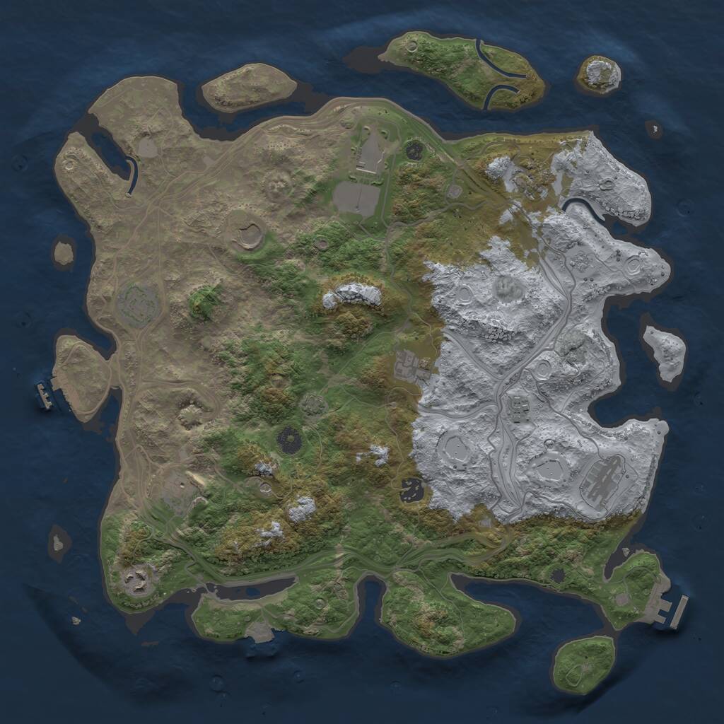 Rust Map: Procedural Map, Size: 4250, Seed: 64977494, 16 Monuments