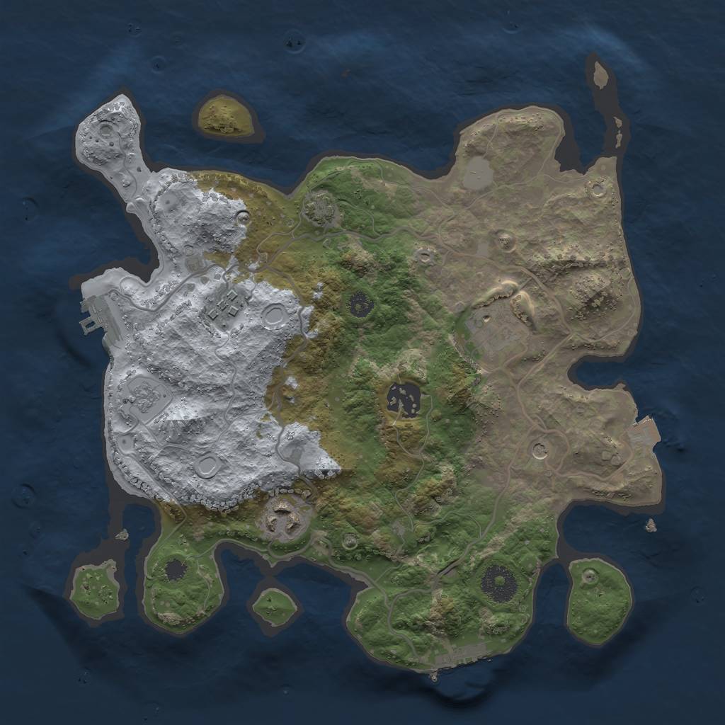 Rust Map: Procedural Map, Size: 3000, Seed: 833337921, 12 Monuments