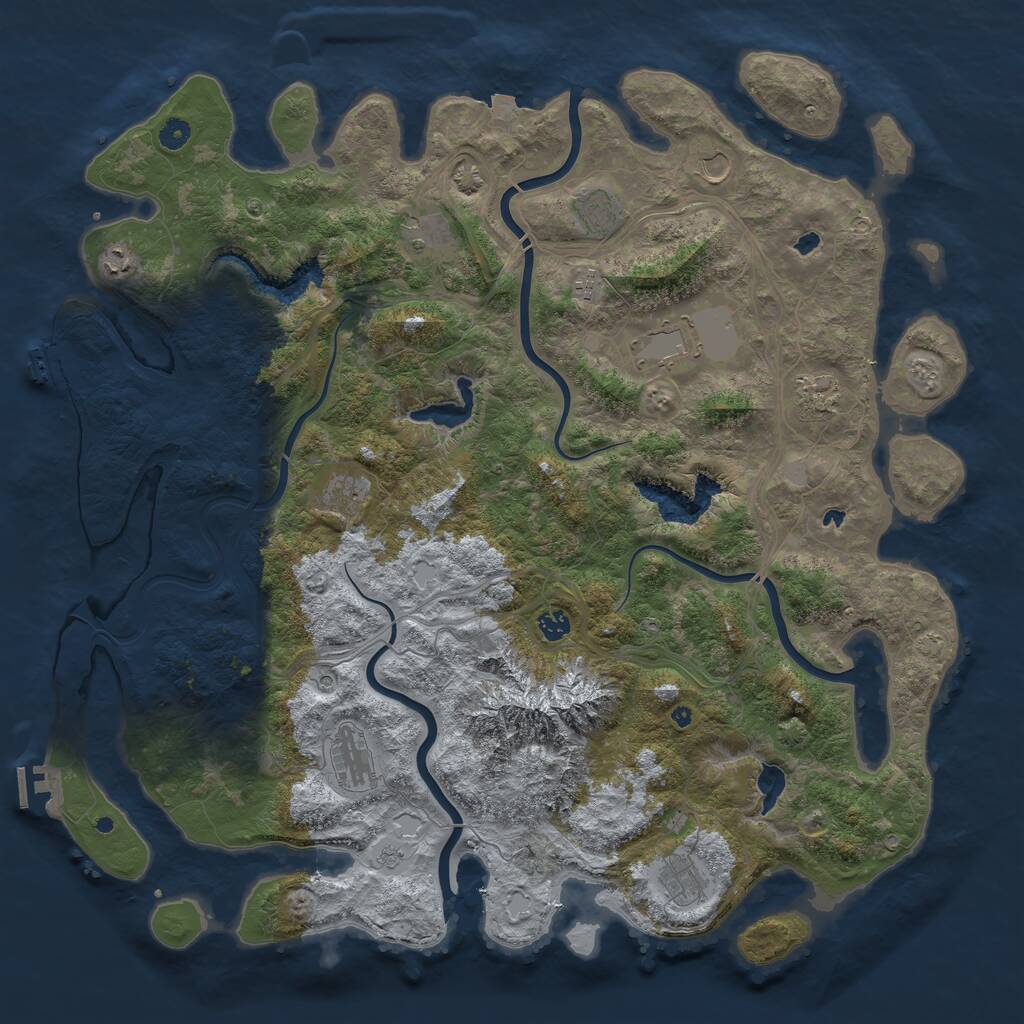 Rust Map: Procedural Map, Size: 5000, Seed: 645231, 17 Monuments