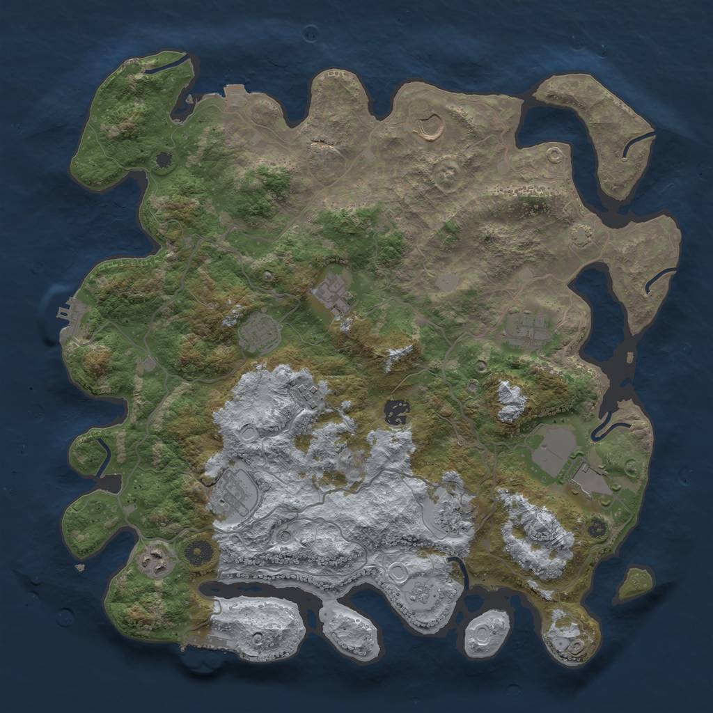 Rust Map: Procedural Map, Size: 4000, Seed: 87033677, 18 Monuments