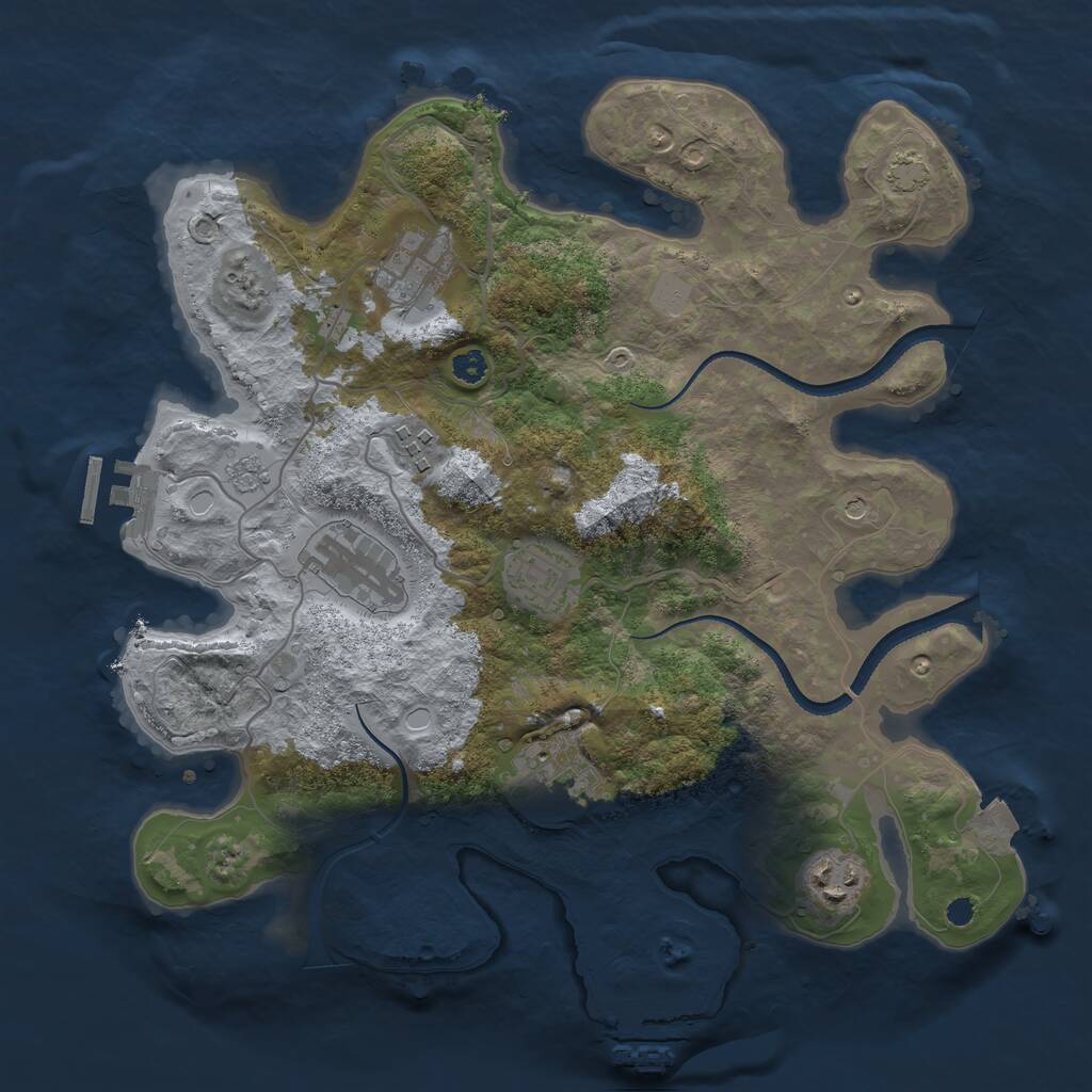 Rust Map: Procedural Map, Size: 3250, Seed: 1072554651, 12 Monuments