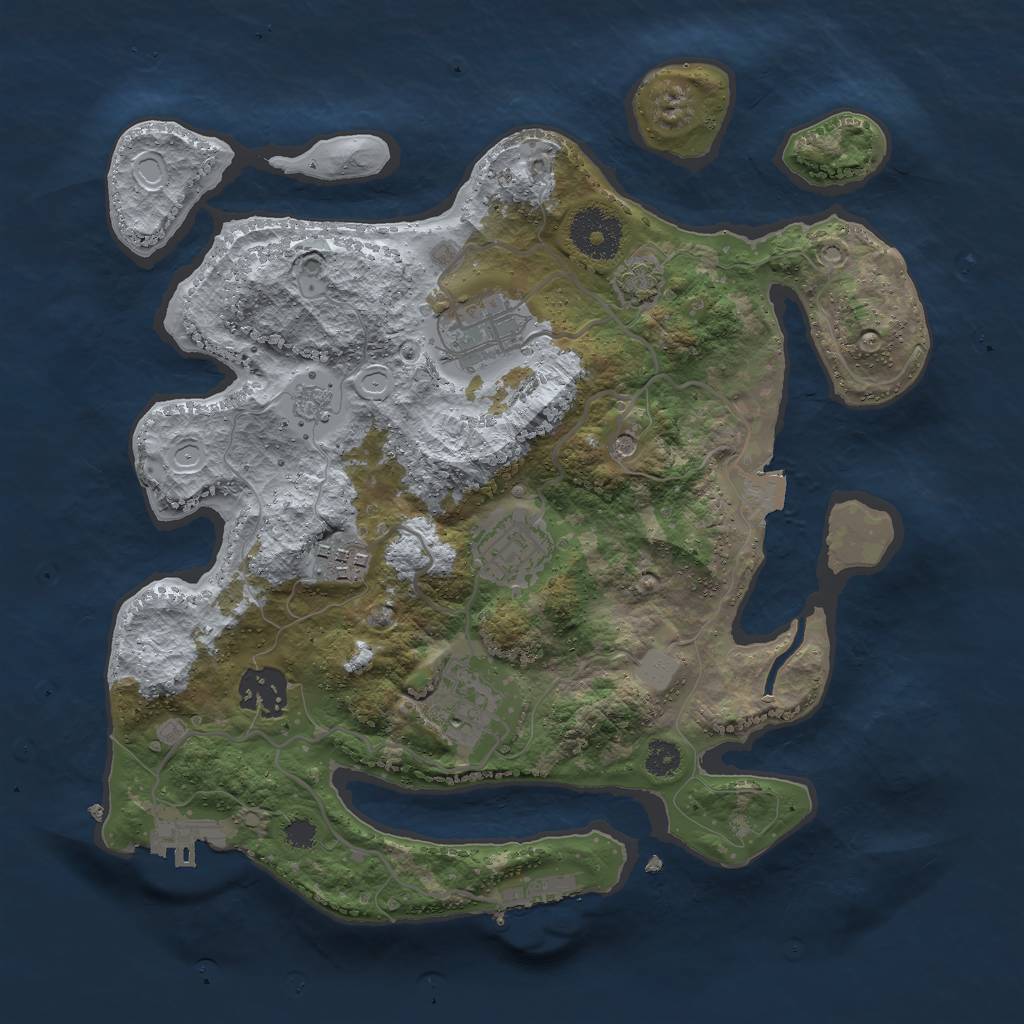 Rust Map: Procedural Map, Size: 3000, Seed: 716261337, 13 Monuments