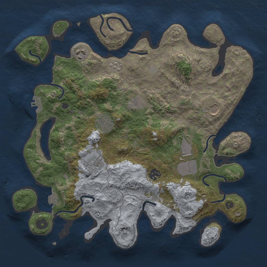Rust Map: Procedural Map, Size: 3500, Seed: 975345425, 15 Monuments