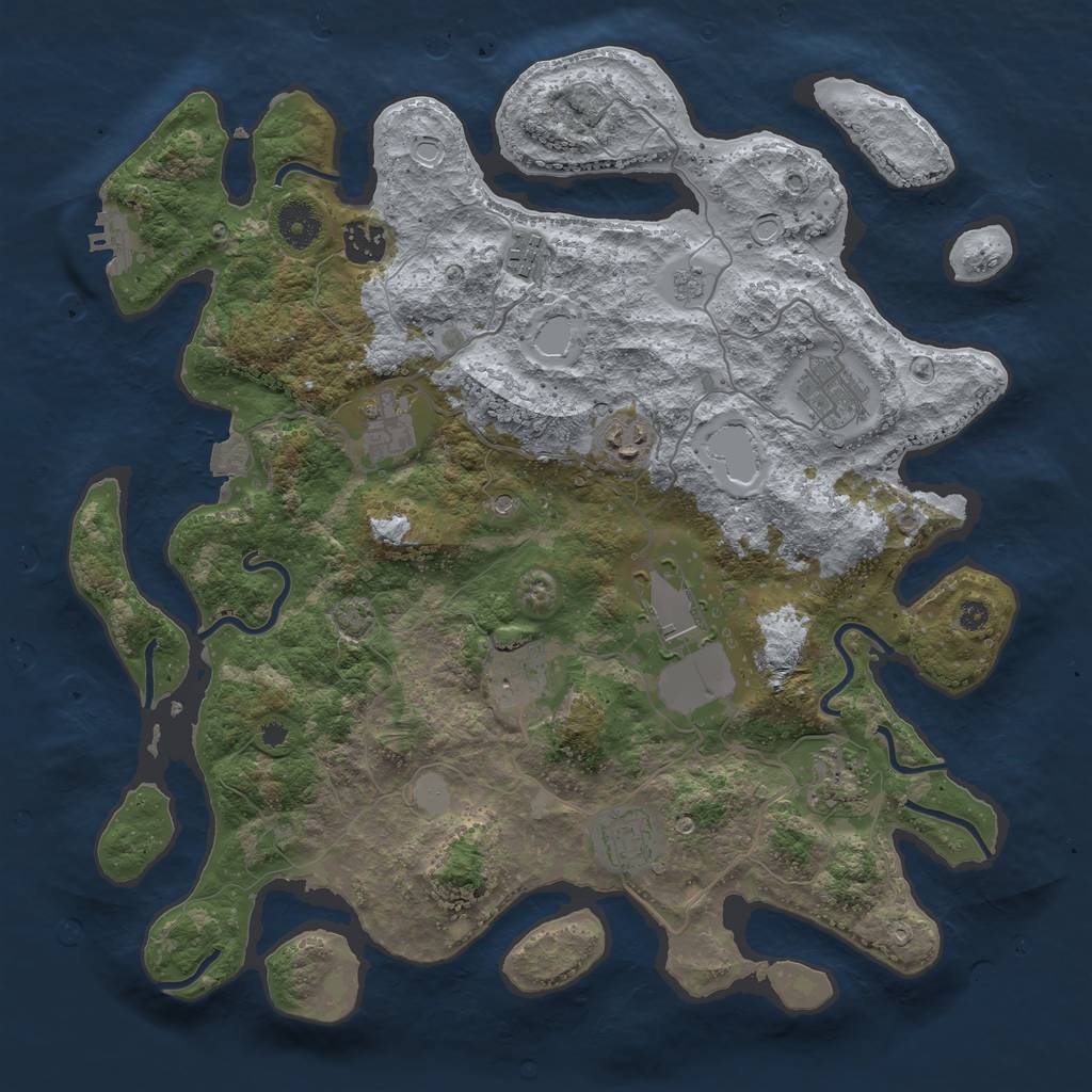 Rust Map: Procedural Map, Size: 3750, Seed: 670185890, 16 Monuments