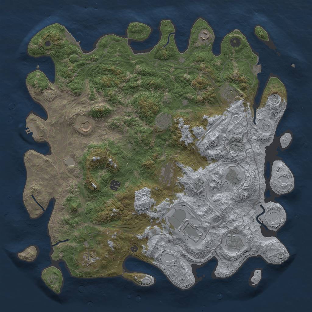 Rust Map: Procedural Map, Size: 4500, Seed: 2052544769, 19 Monuments