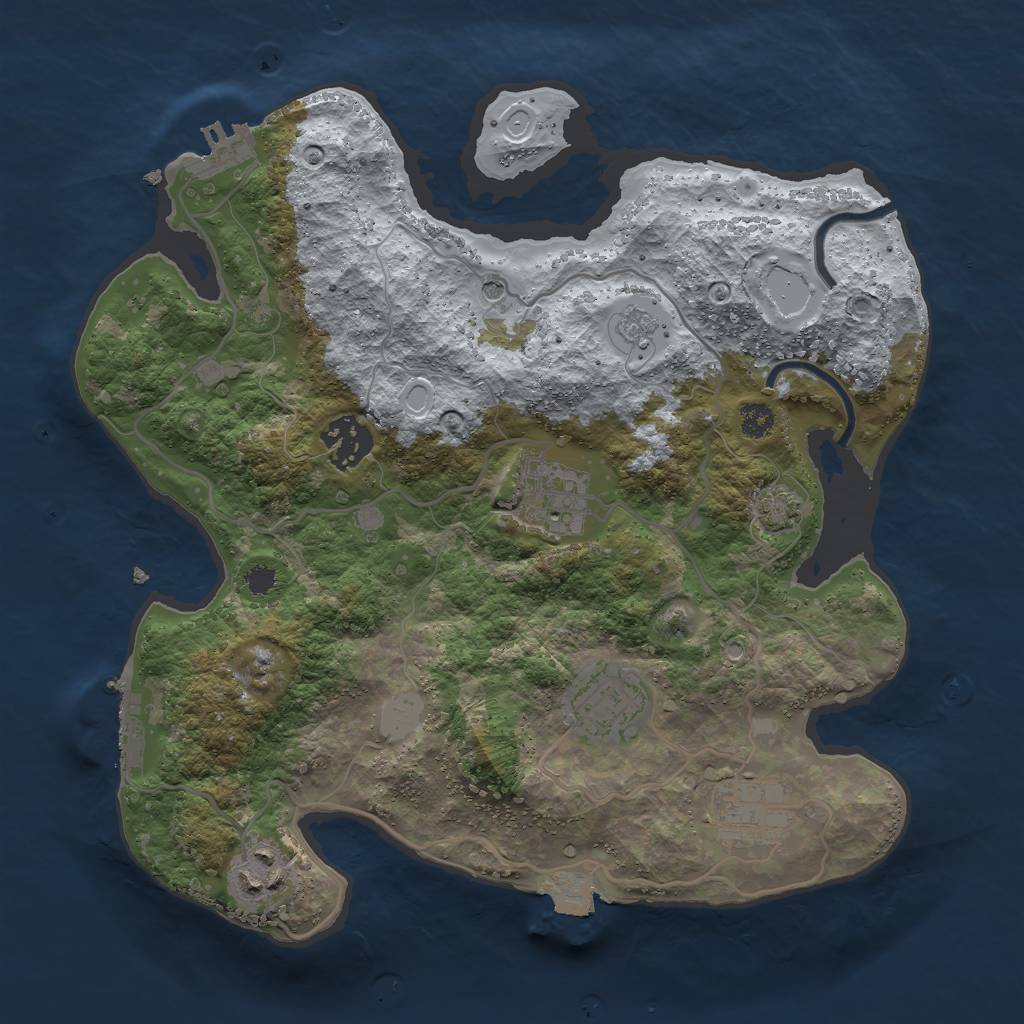 Rust Map: Procedural Map, Size: 3000, Seed: 1195423399, 13 Monuments