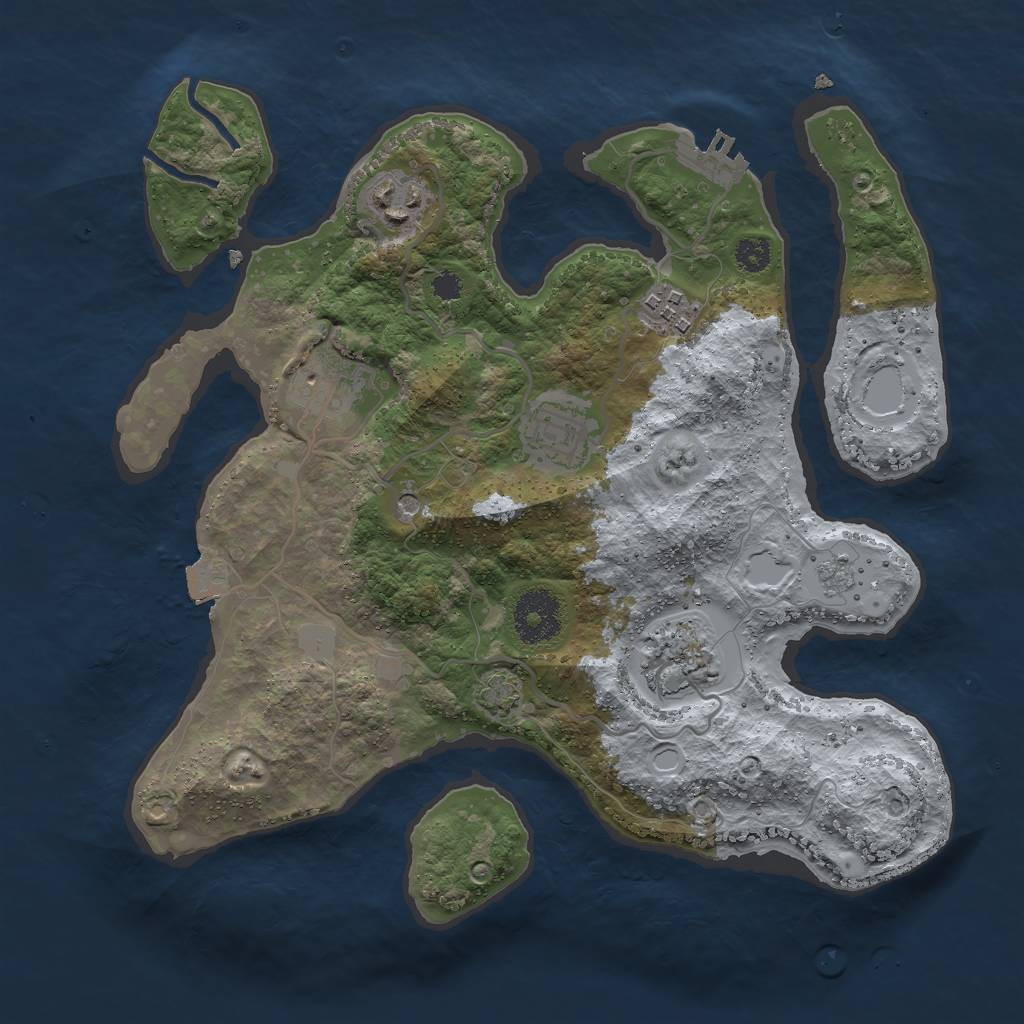 Rust Map: Procedural Map, Size: 3000, Seed: 95152233, 12 Monuments