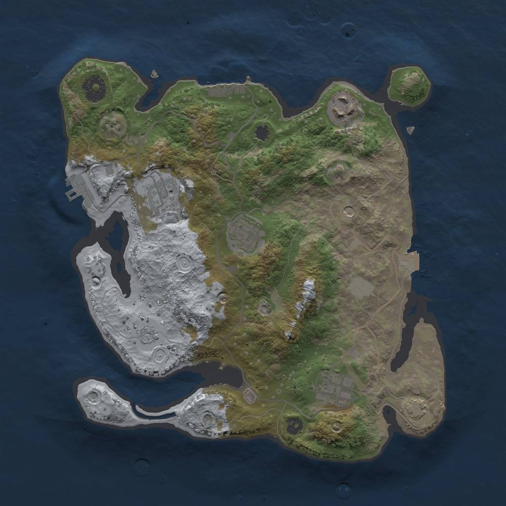 Rust Map: Procedural Map, Size: 3000, Seed: 69999999, 12 Monuments