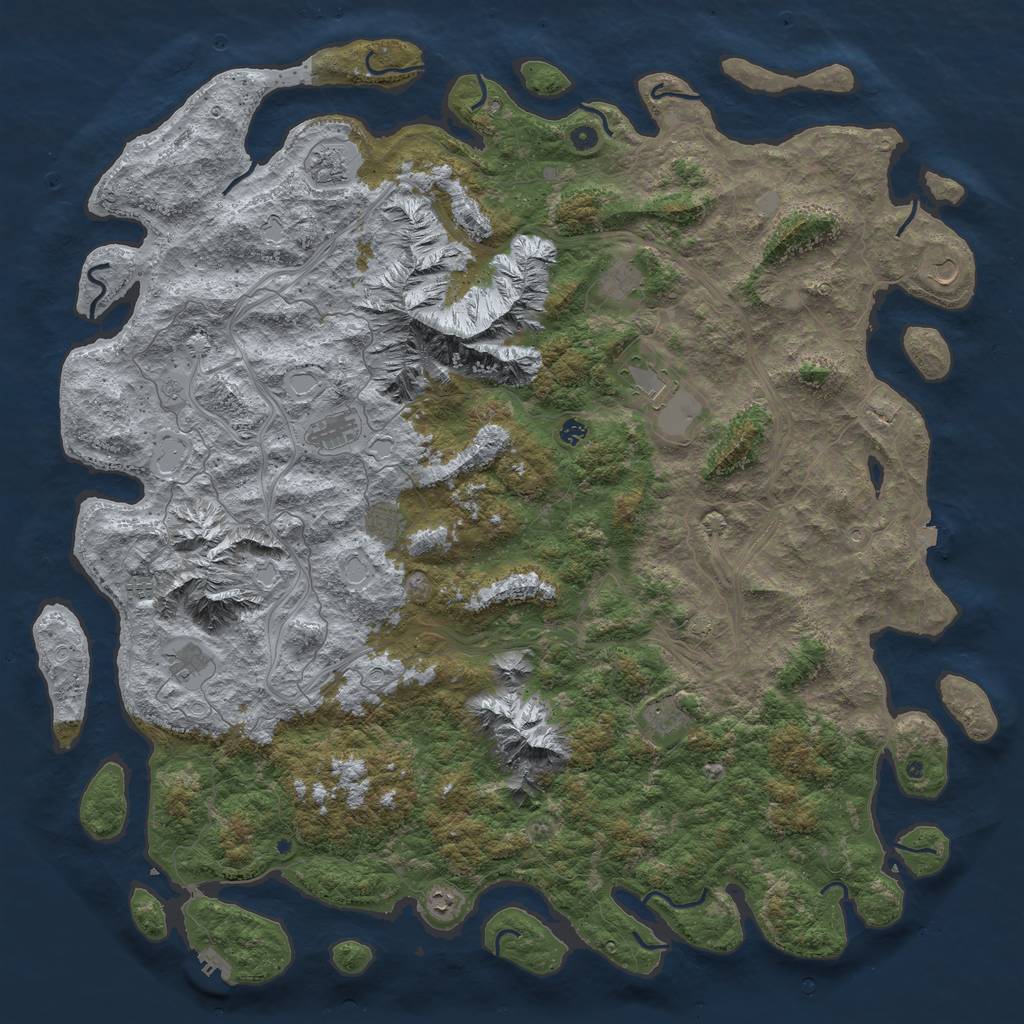 Rust Map: Procedural Map, Size: 6000, Seed: 84858228, 18 Monuments