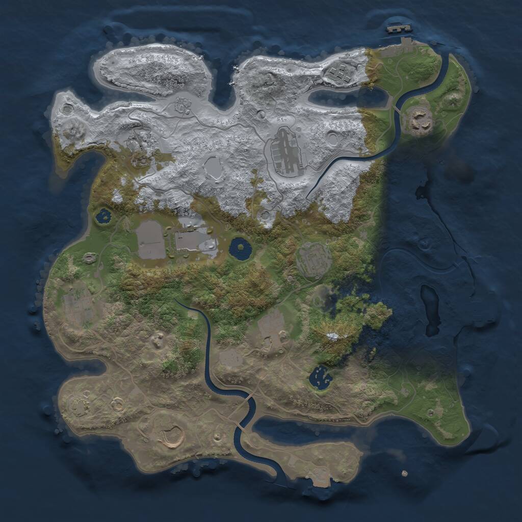 Rust Map: Procedural Map, Size: 3500, Seed: 1208304103, 16 Monuments
