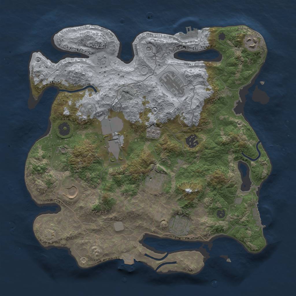 Rust Map: Procedural Map, Size: 3500, Seed: 1208304103, 16 Monuments