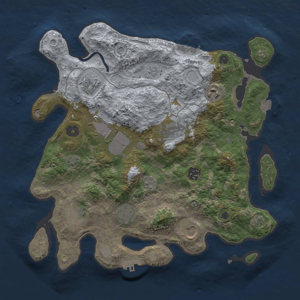 Rust Map: Procedural Map, Size: 3500, Seed: 1516104175, 17 Monuments